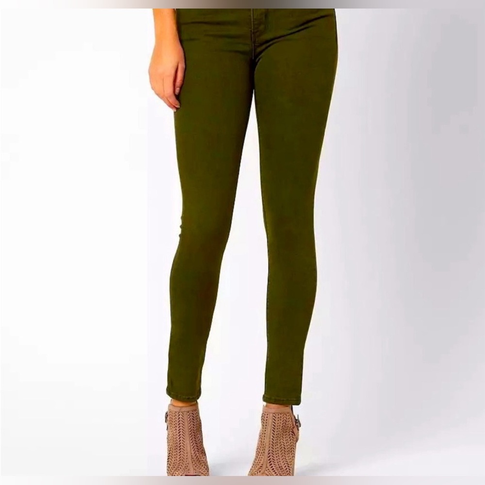 Just Black Skinny Jeans In Olive Green Color, Size 28P